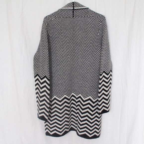 Lineamaglia Women's Made in Italy Open front Long Cardigan Black & White Sz M - Picture 4 of 6